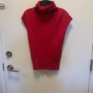 Short sleeve turtleneck sweater with cap sleeves